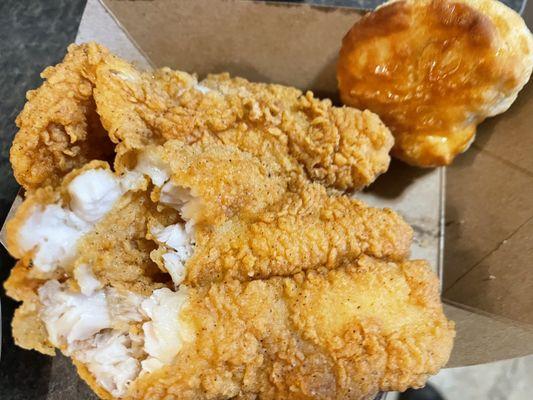 Fish crammed in bag all broken up. If he opened the bag as he should, it would have fit in nicely.