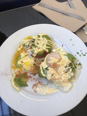 Southern California eggs Benedict on everything bagel