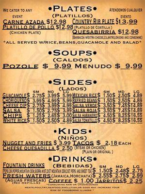 Country Tacos Menu Page 2