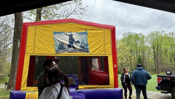 Blank combo moonbounce with our personal banner