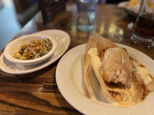 Tamale and corn salad