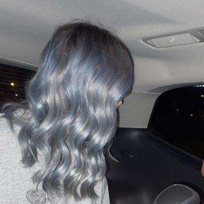Blue / silver hair stylist: Maura
