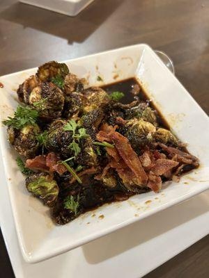 Brussels in way too much balsamic that they were soaking in it