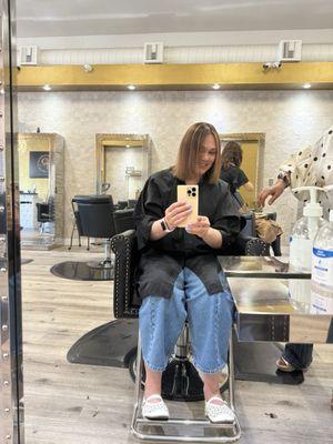 Haircut/hairstyle and color