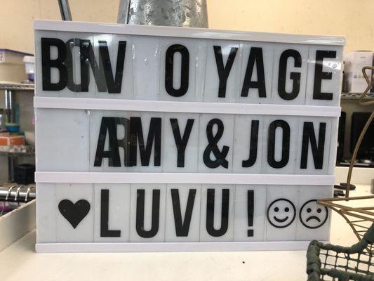 Hope Army and Jon had a great trip. I guess they didn't want their sign.