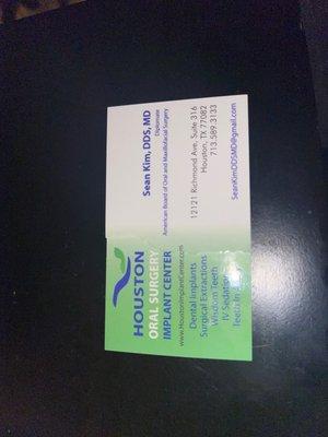 The card for the location that I went to.