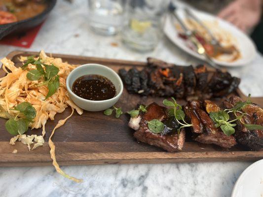Short rib, fig sauce, and coleslaw