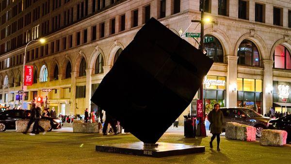 Night view of The Cube