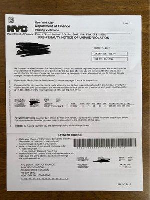 The letter that I received and when I found out my vehicle got a ticket!