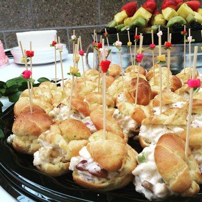 Mini Cashew & Grape Chicken Salad Puffs for a Bridal Shower