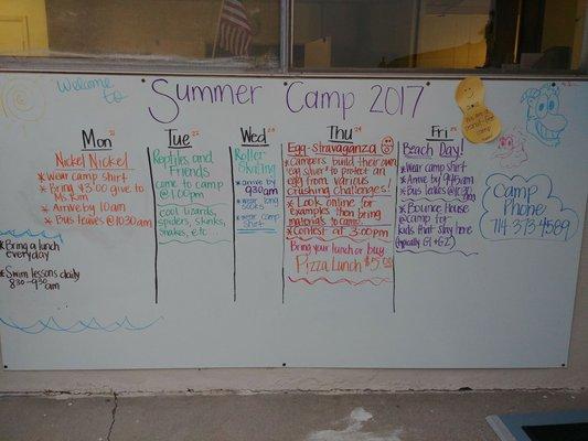 Our activity board is updated weekly and we post it to our Facebook page as well.