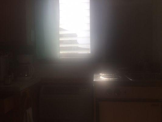 Kitchen ocean view frosted half window