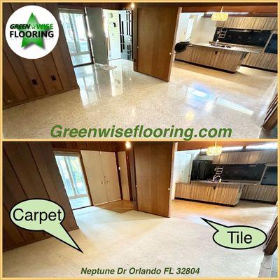 Terrazzo Restoration in this College Park, Central Florida, Mid-Century Modern Home After Tile and Carpet Removal.