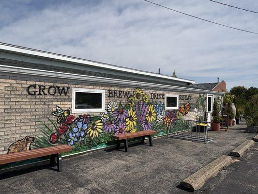 Mural on the side of the brewery