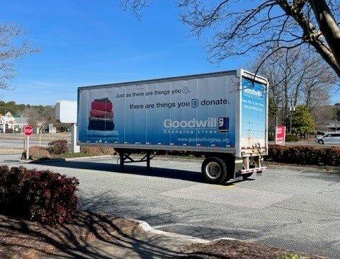 Temporary Goodwill truck is in place to accept donations while our new attended donation center is renovated.