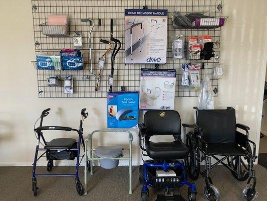 Mobility aids, bathroom safety equipment, braces and other orthotics