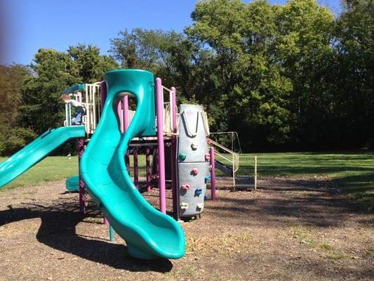 Awesome play area, cool rock climbing wall!