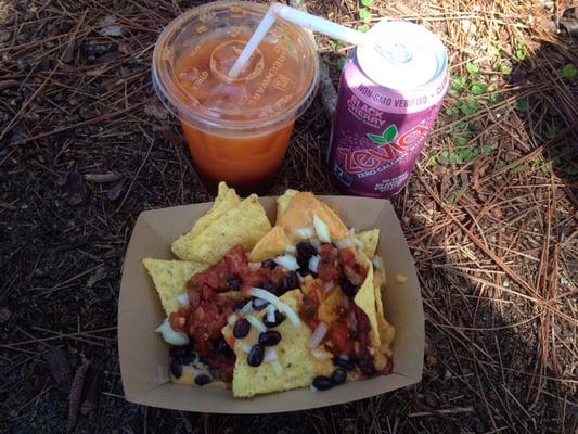This years lunch! Amazing nachos, black cherry soda, and a Thai tea!