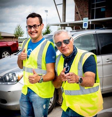 Our parking lot volunteers ready to greet you!