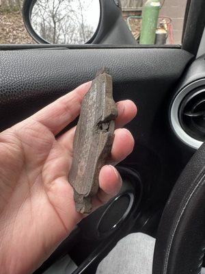 This is the brake pad they supposedly put on 2-3 weeks ago....only drove 75 miles at the most