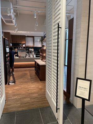 Entrance of the cafe in the renaissance hotel lobby