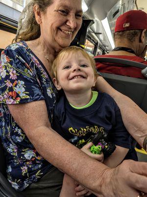 Henry and Deb on the Bus in Pittsburgh