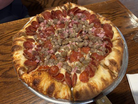The Meats pizza with regular crust