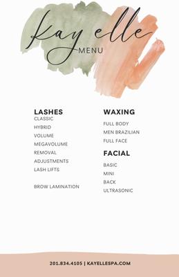We offer a variety of services, which include facials, waxing, and lash services.