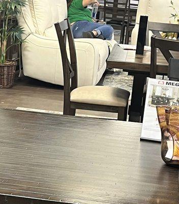 The employee like if she was at her house