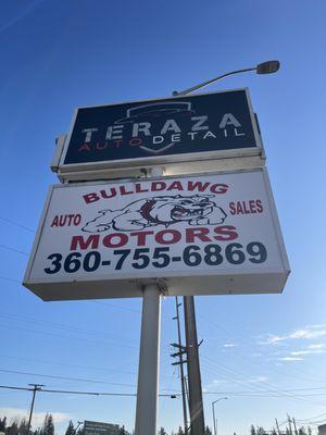 Bulldawg Auto Sales Sign 
Phone : (360)755-6869
1200 Riverside Dr
Mount Vernon Wa 98273
