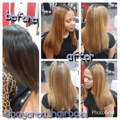 Blonde with highlights plus intentional black roots!