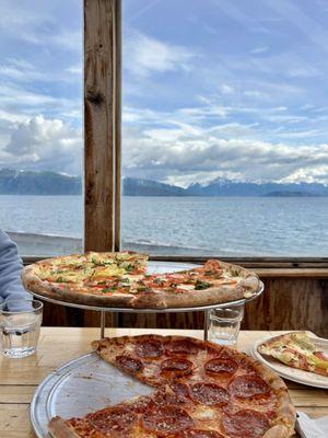 margarita and "the d" pizzas