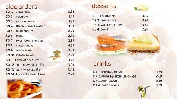 Sides and Dessert Menu