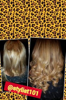 Sew in weave before and after