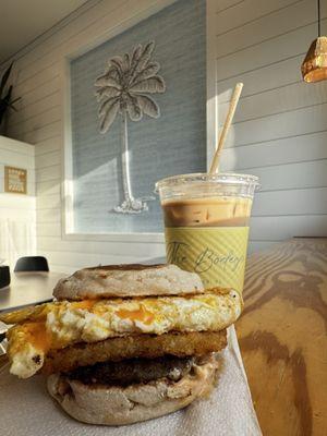 The Head Honcho (sausage) & Maple Sea Salt Latte