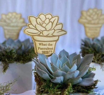 Laser Engraved Wood Tags for small succulent