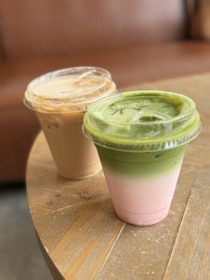 Strawberry matcha latte