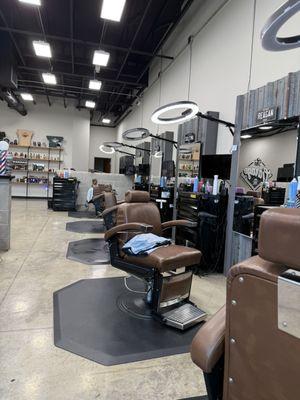 Inside chairs where barbers do their magic.