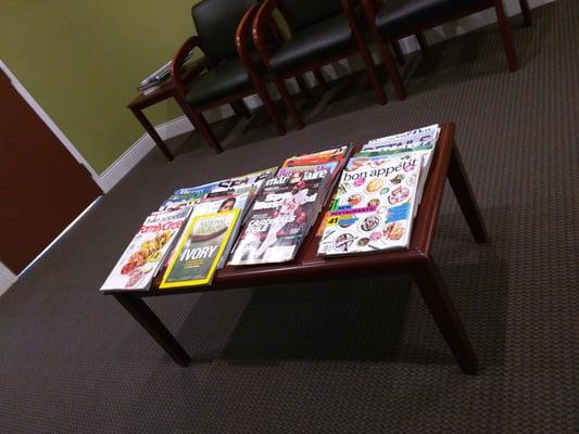 Recent magazines in the waiting room. No old golf magazines here!