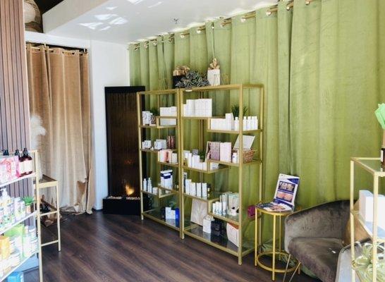 Reception area, products.