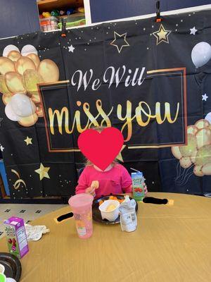 Mrs. Nadia and Ms. Yahaira threw a party for our child moving up to the 2-year-old room!