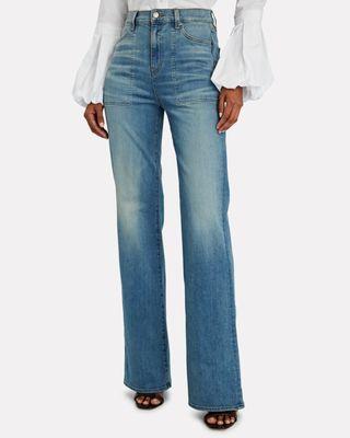 NWT Veronica Beard Jeans Crosbie High-Rise Wide-Leg Jeans in Desert Stone Size 27