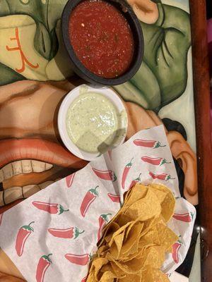 Chips and salsa plus dill dip