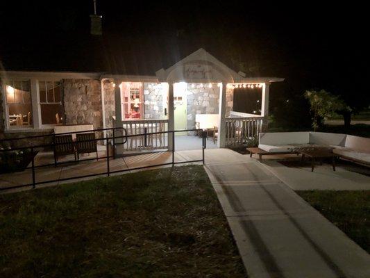 Outside, nice patio area