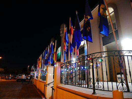 A night time view of the mosque in Jalsa
