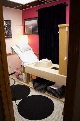 This is a FDA approved Open System Colon Hydrotherapy table. Clean, comfortable, and cozy.