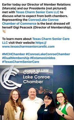 Conroe/Lake Conroe Chamber of Commerce members Pauline Prince, Administrator Erik Geehan, Alternate Administrator Texas Charm Senior Care