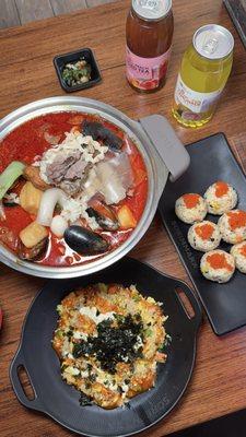 Malatang. Mala mayo fried rice, flying fish roe rice ball