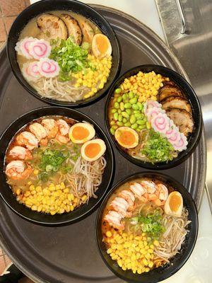 Miso Ramen with Shrimp, Tonkushu Ramen with pork, Extra egg, extra corn and fish cake! Great choice!