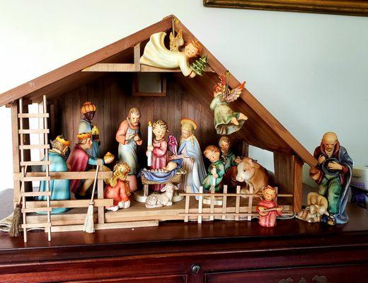 Creche designed and made by Kellogg's Dolls' Houses -- commissioned work.